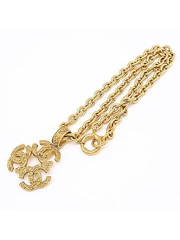 Chanel CHANEL Triple Coco Mark Chain Necklace GP - Gold Women's (view 2)