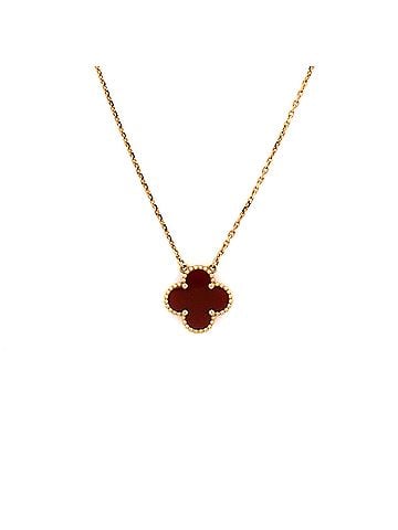 Van Cleef & Arpels Vintage Alhambra Pendant Necklace 18K Yellow Gold and Carnelian (view 1)