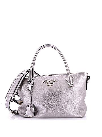 Prada Dual Strap Zip Tote Vitello Daino Small (view 1)