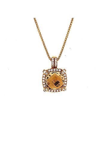 David Yurman Chatelaine Pendant Necklace 18K Yellow Gold with Citrine and Diamonds 9mm (view 1)