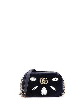 Gucci GG Marmont Shoulder Bag Crystal Embellished Matelasse Velvet Mini (view 1)