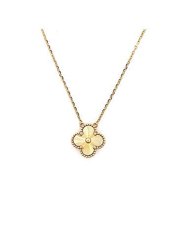 Van Cleef & Arpels Vintage Alhambra Pendant Necklace Guilloche 18K Yellow Gold (view 1)