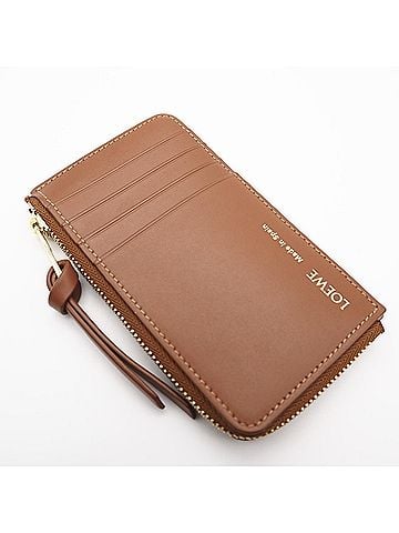 Loewe LOEWE Anagram Jacquard Canvas Coin Card Holder C604Z40X02 2713 Wallet/Coin Case Brown Cream Calf Leather Women's (view 2)
