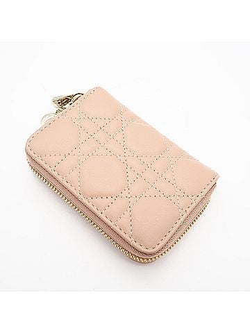 Christian Dior Christian Dior Lady Voyageur Small Zip Wallet/Coin Purse S0985ONMJ Pink Beige Lambskin Women's (view 2)