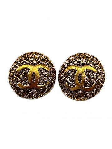 Chanel CHANEL Coco Mark Mesh Button Earrings GP 2855 Gold Women's (view 1)