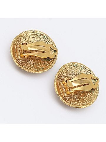 Chanel CHANEL Coco Mark Mesh Button Earrings GP 2855 Gold Women's (view 2)