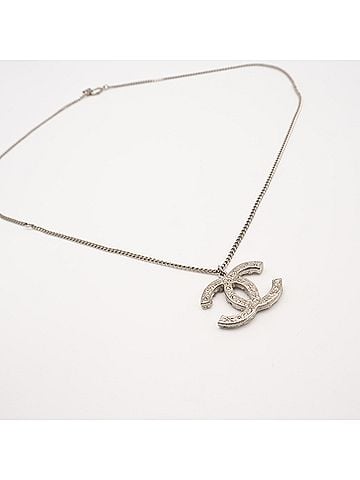 Chanel CHANEL Coco Mark Rhinestone Necklace GP - Silver for Women (view 2)