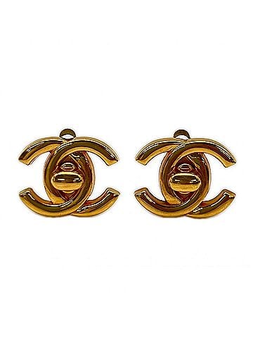 Chanel CHANEL Coco Mark Turnlock Earrings GP - Gold Women's (view 1)