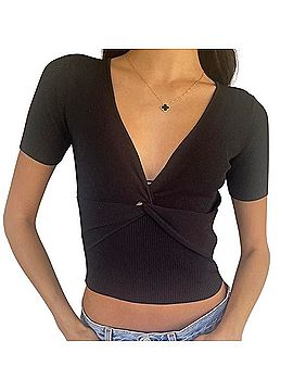 Sandro Twist-Front Crop Top T-Shirt (view 1)