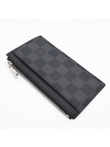 Louis Vuitton LOUIS VUITTON Damier Graphite Coin Card Holder N64038 Wallet/Coin Case Black Gray Leather Men's (view 2)