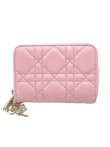 Christian Dior Christian Dior Lady Voyageur Small Zip Wallet/Coin Case S0985ONMJ - Pink Lambskin Calf Leather for Women (view 1)