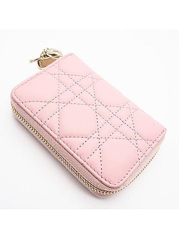 Christian Dior Christian Dior Lady Voyageur Small Zip Wallet/Coin Case S0985ONMJ - Pink Lambskin Calf Leather for Women (view 2)