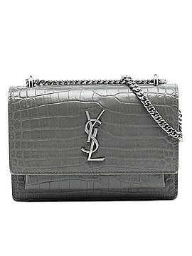 Saint Laurent Mini Croc Embossed Leather Monogram Sunset Wallet on Chain (view 1)