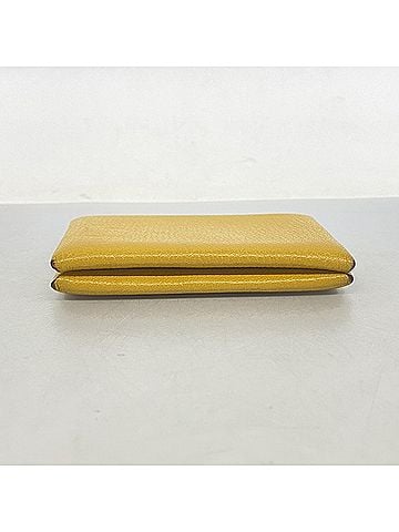 Hermès Hermes Calvi Chevre Mysore Wallet/Coin Case, Jaune Ambre, C Stamp, Men's/Women's (view 2)