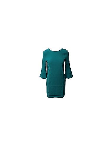 Sandro Sandro Paris Shift Dress with Tulip Sleeves in Green Viscose (view 1)