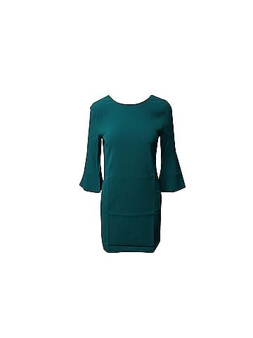 Sandro Sandro Paris Shift Dress with Tulip Sleeves in Green Viscose (view 2)