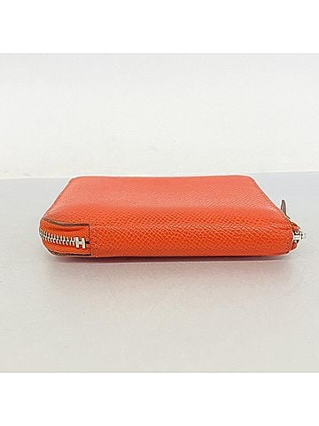 Hermès Hermes Azap Silk In Compact Wallet/Coin Case, Veau Epsom Leather, Orange Field, W Stamp, Women's. (view 2)