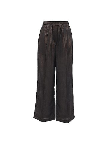 Brunello Cucinelli Brunello Cucinelli Metallic Wide-Leg Trousers in Brown Polyester (view 1)