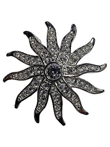 Swarovski Swarovski Crystal Sunburst Brooch Pin in Silver Metal (view 1)