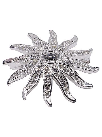 Swarovski Swarovski Crystal Sunburst Brooch Pin in Silver Metal (view 2)