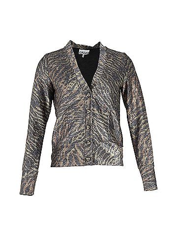 Ganni Ganni Lurex Jersey Cardigan in Animal Print Polyester (view 1)