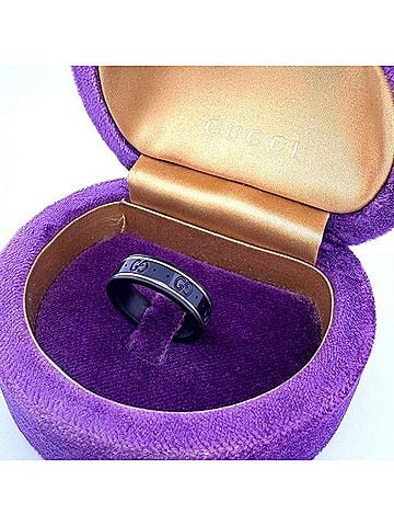 Gucci GUCCI GG Icon Metal Au750WG Ring, Black, Gucci (view 1)