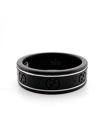 Gucci GUCCI GG Icon Metal Au750WG Ring, Black, Gucci (view 2)
