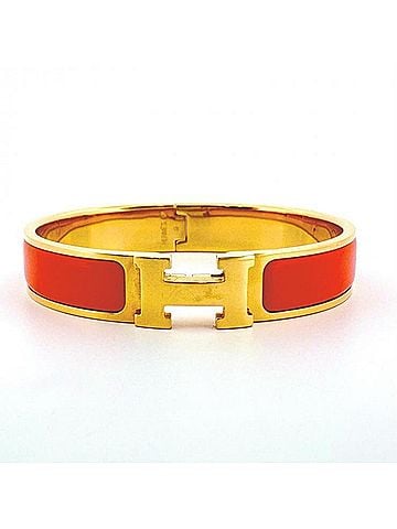 Hermès HERMES Clic Clac PM Enamel Bracelet Bangle Orange GP Gold Hardware Hermes (view 1)