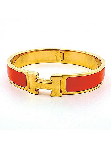 Hermès HERMES Clic Clac PM Enamel Bracelet Bangle Orange GP Gold Hardware Hermes (view 2)
