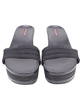 Prada Prada Slip-On Wedge Sandals in Black Canvas (view 2)