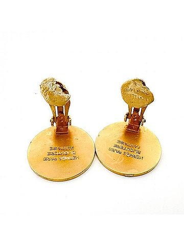 Hermès HERMES Sellier Earrings Vintage Gold Hermes (view 2)