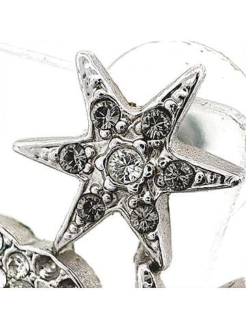 Chanel CHANEL Coco Mark Star Single Earring, Rhinestone, Silver Color (view 2)