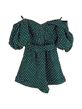 Self-Portrait Self-Portrait Polka Dot One-shoulder Belted Fil Coupé Romper in Green Polyester (view 1)