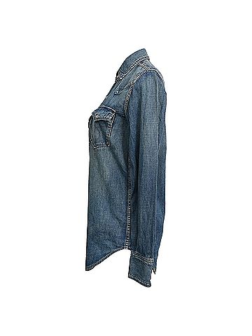 Saint Laurent Saint Laurent Button-Down Denim Shirt in Blue Cotton (view 2)