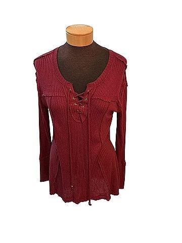 French Laundry waffle lightweight tunic length Long Sleeve Top (view 1)