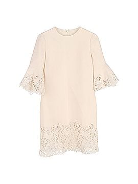 Mario Valentino Valentino Garavani Guipure Lace-Paneled Midi Dress in Cream Silk (view 1)