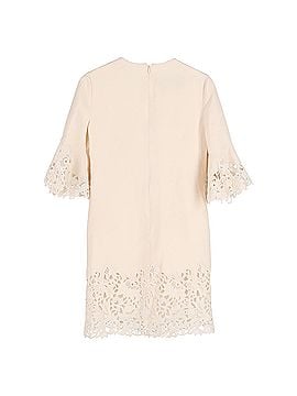 Mario Valentino Valentino Garavani Guipure Lace-Paneled Midi Dress in Cream Silk (view 2)
