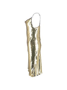 Petar Petrov Petar Petrov Alena Draped Lamé Midi Dress in Metallic Gold Polyester (view 2)