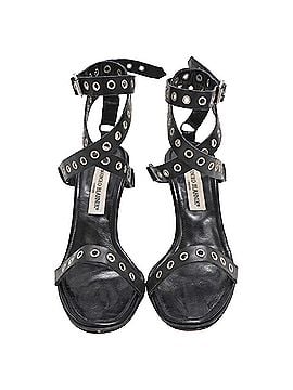 Manolo Blahnik Manolo Blahnik Eyelet Ankle Strap Sandal Heels in Black Leather (view 2)