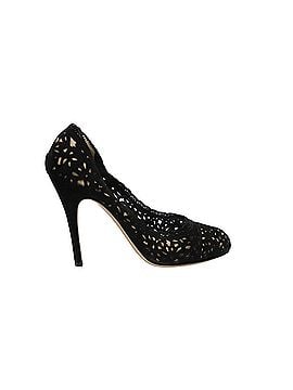 Mario Valentino Valentino Garvani Laser Cut Pumps 115 in Black Suede (view 1)