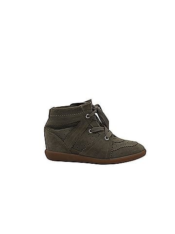 Isabel Marant Isabel Marant Bobby Wedge Lace Up Sneakers in Green Suede (view 1)