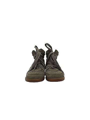 Isabel Marant Isabel Marant Bobby Wedge Lace Up Sneakers in Green Suede (view 2)