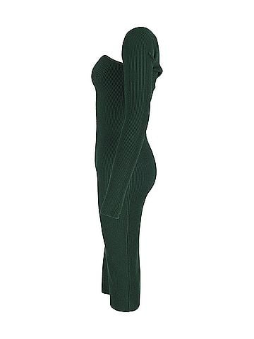 Khaite Khaite Beth Ribbed-Knit Midi Dress in Green Viscose (view 2)