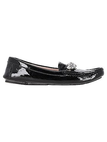 Miu Miu Miu Miu Crytal Detail Loafers in Black Patent Leather (view 1)