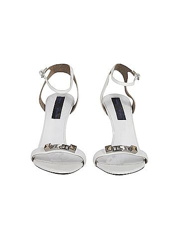 Proenza Schouler Proenza Schouler Ankle Strap Sandals with Geometric Hardware in White Leather (view 2)