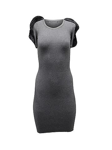 Opening Ceremony Opening Ceremony Ruffle Sleeve Bodycon Dress in Grey Viscose (view 1)