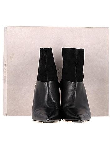 Jimmy Choo Jimmy Choo Beyla 85 Suede Trimmed Ankle Boots In Black Leather (view 2)