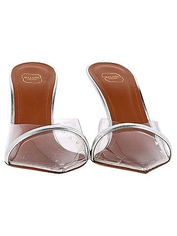 Malone Souliers Malone Souliers Joella Mules in Silver Patent Leather and PVC (view 2)