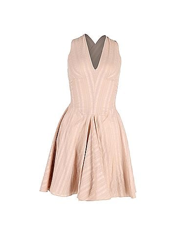 Alaïa Alaïa Printed Mini Halterneck Flared Dress in Nude Viscose (view 1)