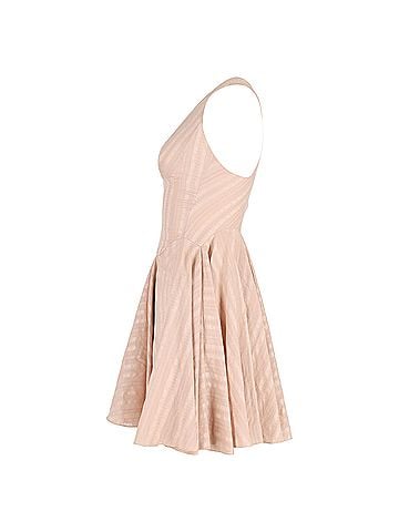 Alaïa Alaïa Printed Mini Halterneck Flared Dress in Nude Viscose (view 2)